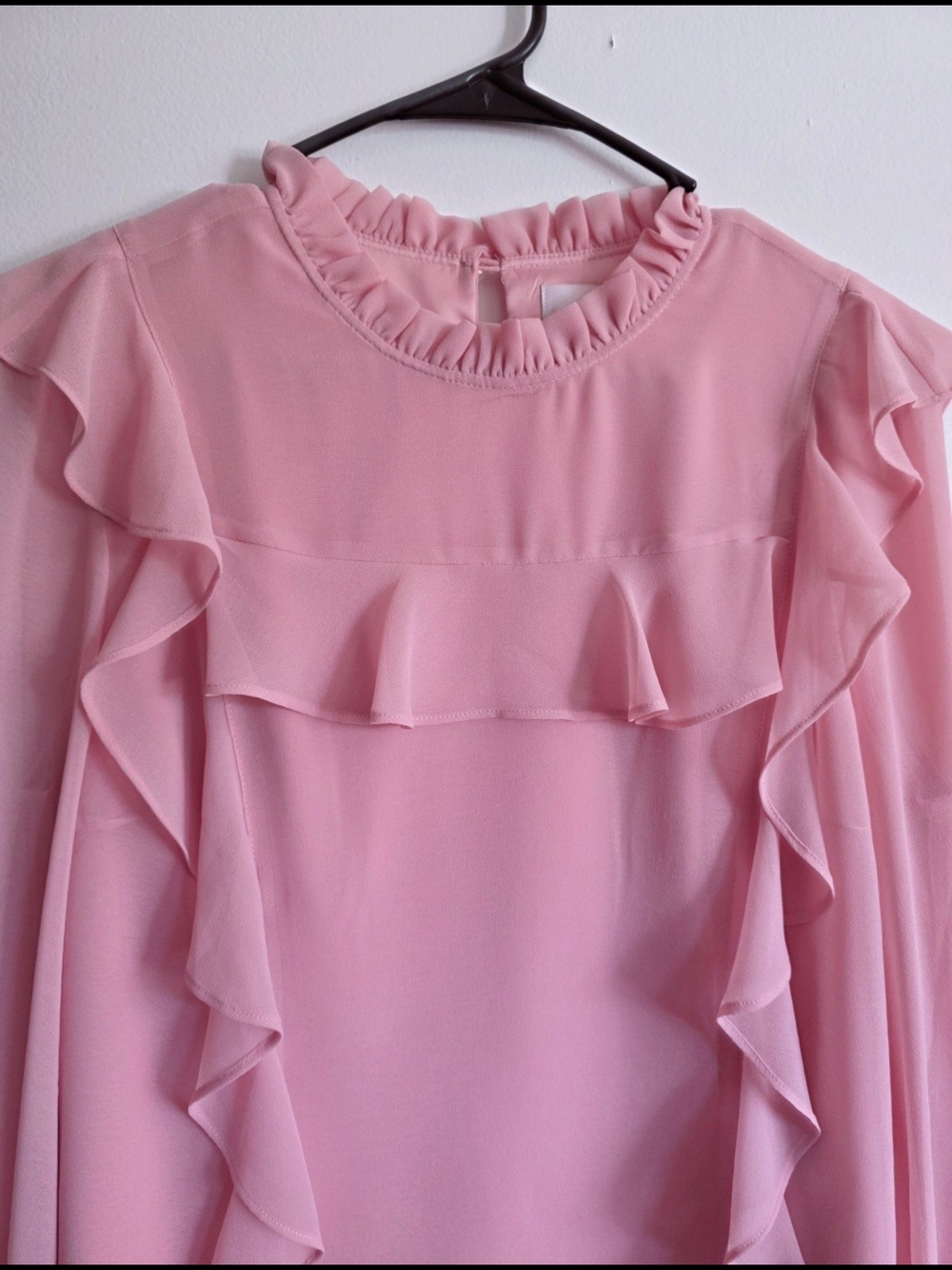 Rachel Parcell Blush Pink Ruffle-Trim Long Sleeve Blouse - Picture 3 of 4